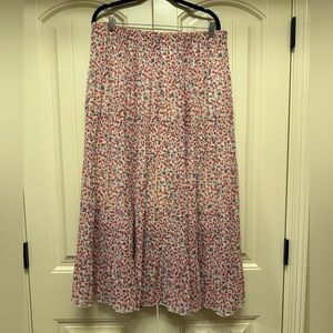 NASHALYLY Chiffon Elastic High Waist Pleated A-Line Flared Maxi Skirt